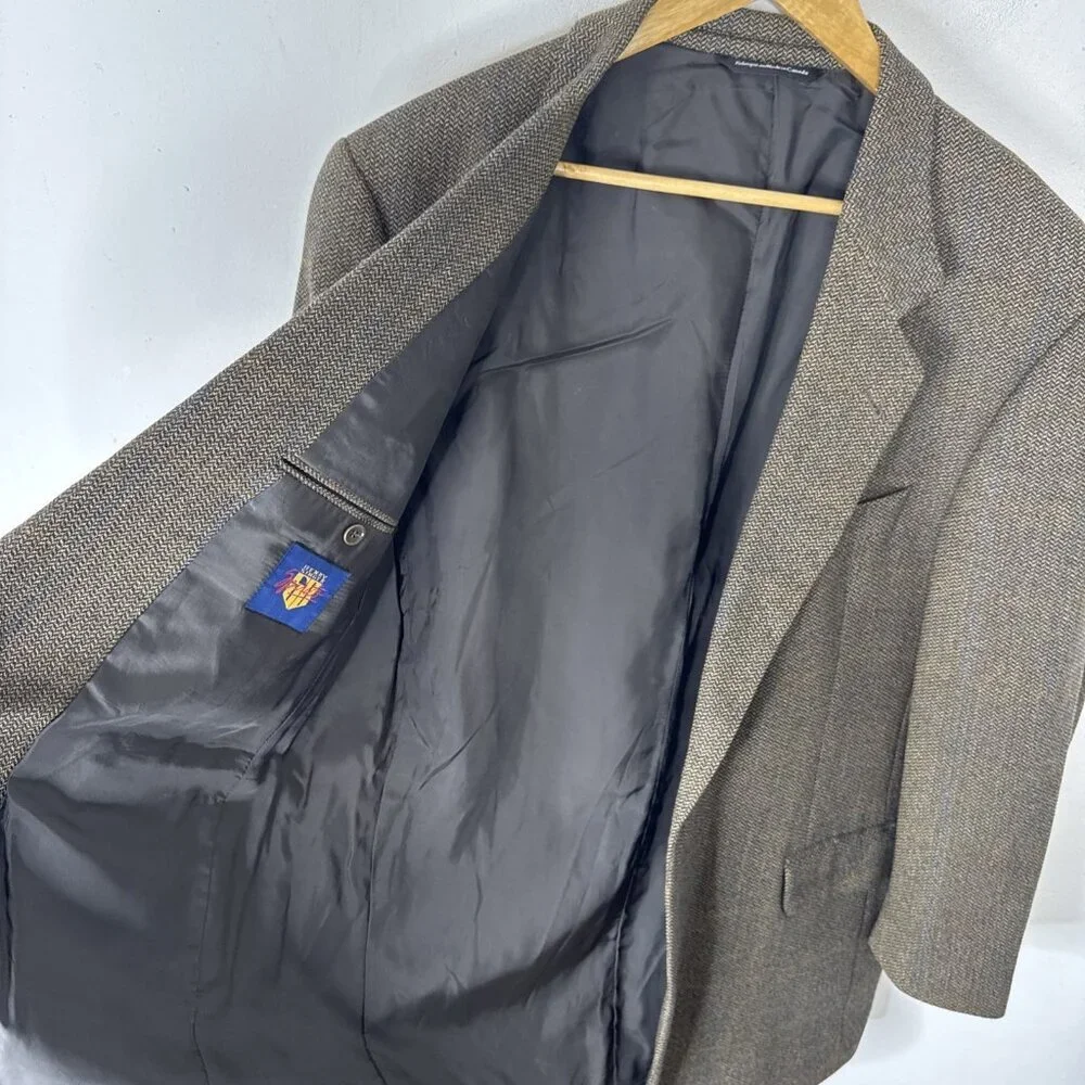 Ermenegildo Zegna Hardy Amies Men‎ 44S Short Brown Sports Coat Blazer Check